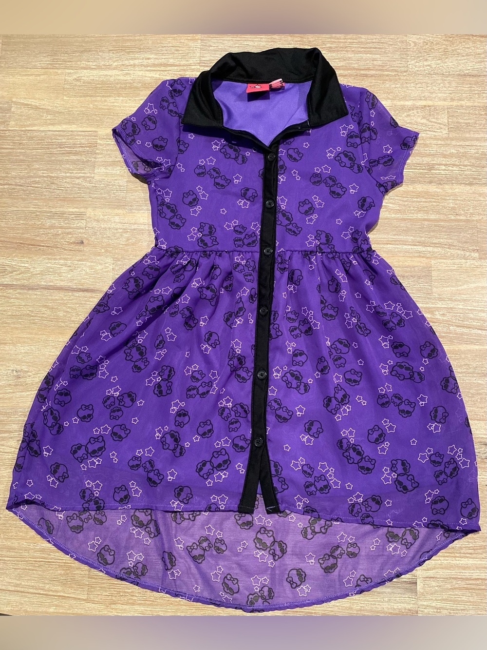 Monster High Dress Girls Size 6/6X Scary Cute Purple Black Hi Low Graphic Skulls